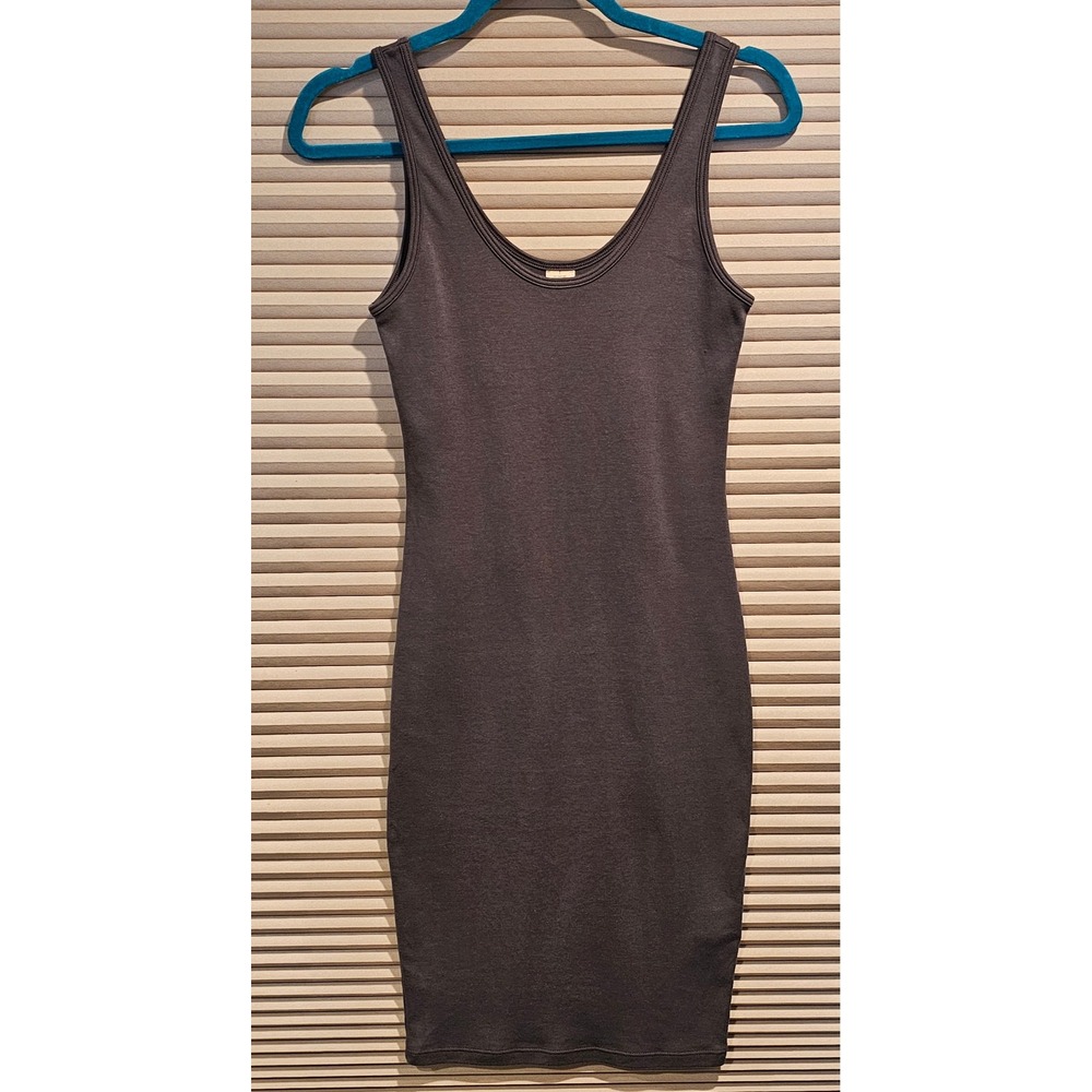 AYA Organic Pima Cotton Tank Dress Gray Plastic-Free Sustainable Bodycon Small‎